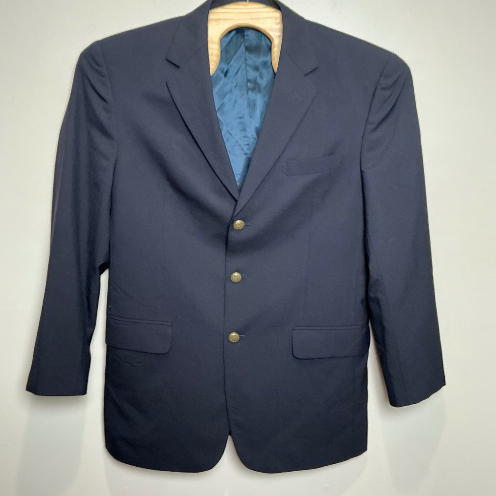 Jos. A. Bank Blazer Mens 42R Navy Blue 100% Wool 3-Button Sport Coat